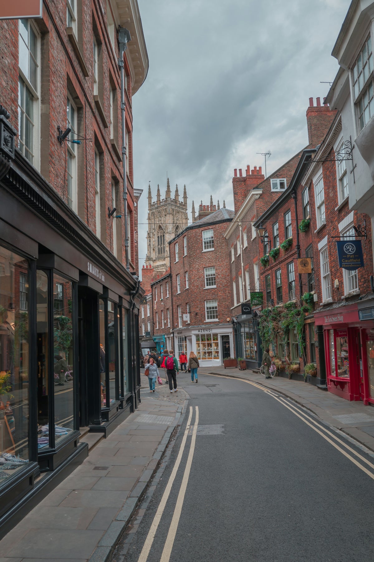 A charming european street scene with people