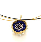 Dance of Stamens Necklace Midi, Gold Plated Pendant with Lapis Lazuli