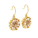 Dance of Stamens Earring Midi, Gold plated hollow bezel with fresh water baby pearls