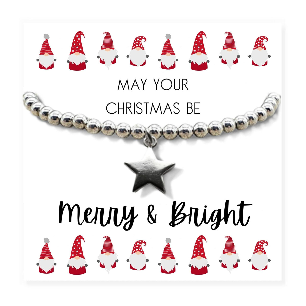 Merry & Bright Christmas Gift Box, Silver Star Bracelet & Chocolates