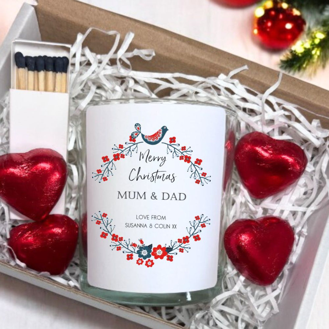 Personalised Merry Christmas Candle Gift Set | Friends Family