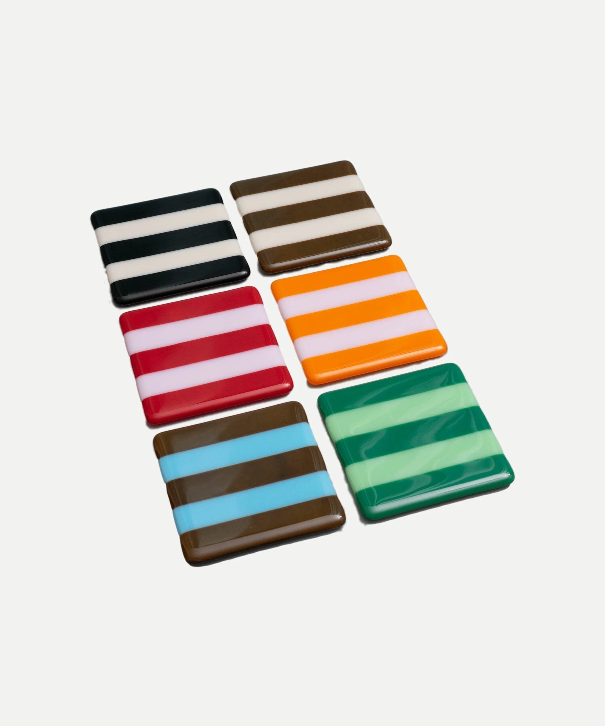 Fused Glass Coaster – Handmade Striped Bullseye Design by David Perry Glass & Ceramics (10cm-striped-dual-coloured-coaster-bullseye-collection)