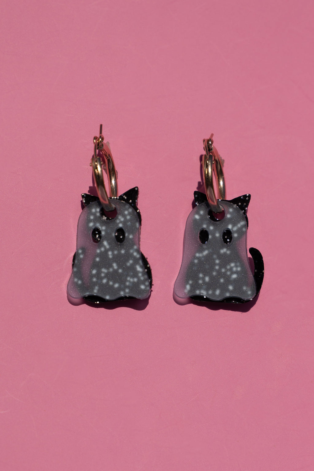 Ghost Cat Hoop Earrings