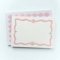 Set of 12 Note Cards And Envelopes - Stamped in Pink