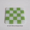 Glass Coasters – Handmade Chequered Design from Cornwall by David Perry Glass & Ceramics (10cm-chequered-soft-white-colour-coaster-oceanside-collection)