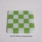 Glass Coasters – Handmade Chequered Design from Cornwall by David Perry Glass & Ceramics (10cm-chequered-soft-white-colour-coaster-oceanside-collection)