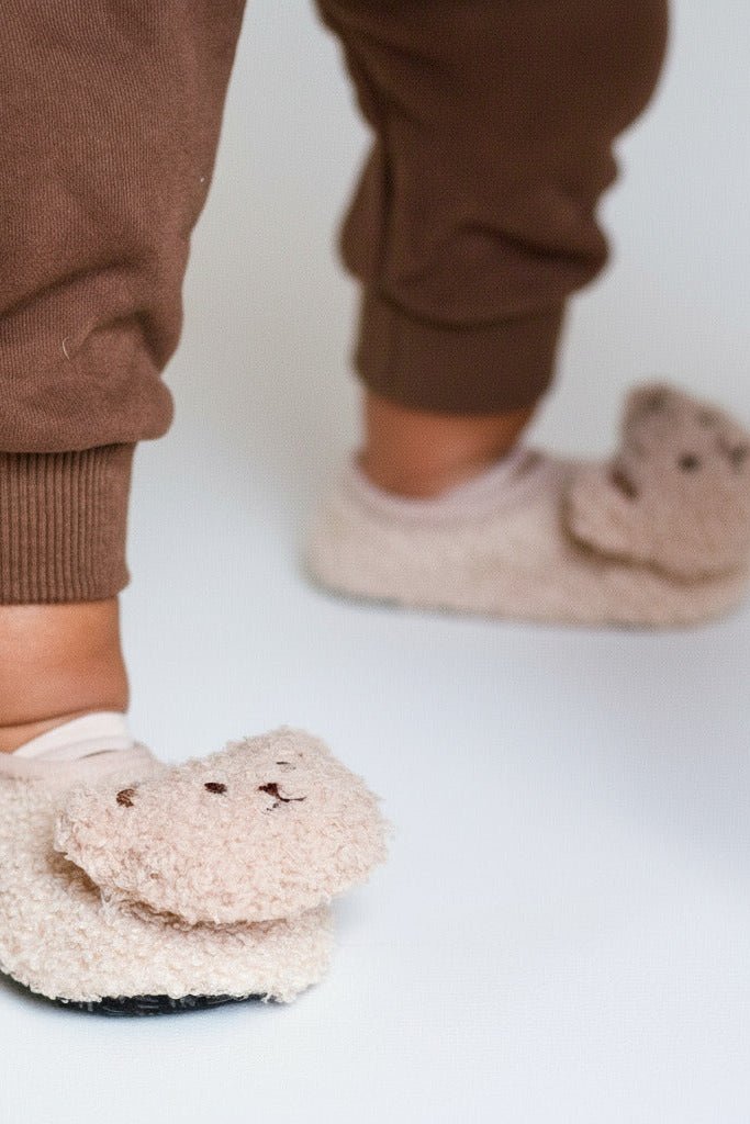 The Beige Bear Strap Slippers