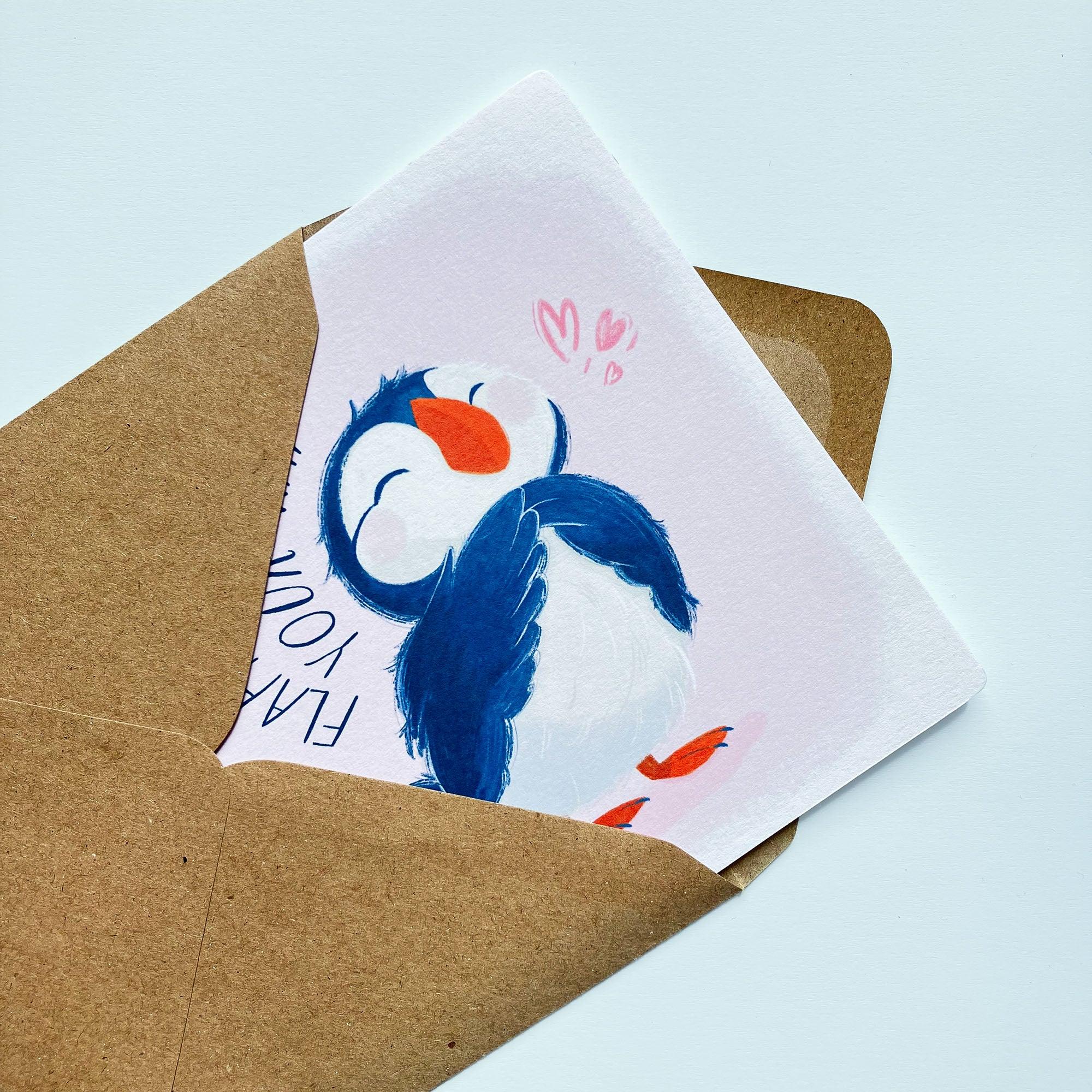 Flapping Joy Baby Puffin Birthday Card