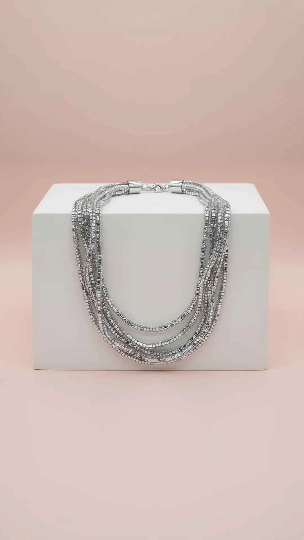 Mirrored Multi Strand Crystal Necklace