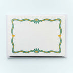 Set of 12 Note Cards And Envelopes - Stamped in Green