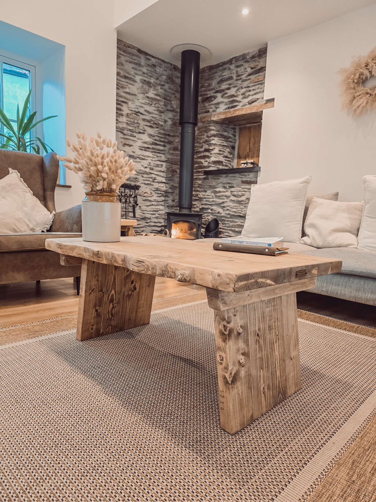 LINA Angled Legs Chunky Live / Waney Edge Coffee Table