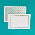 Set of 12 Note Cards with Printed Envelopes - Coco Green & Pink