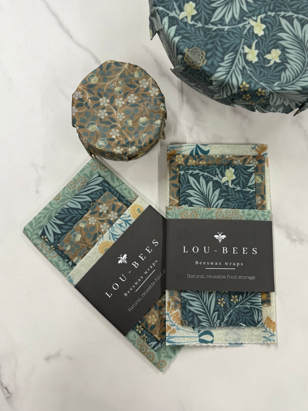 William Morris Kelmscott Garden Beeswax Wraps – 4 Pack