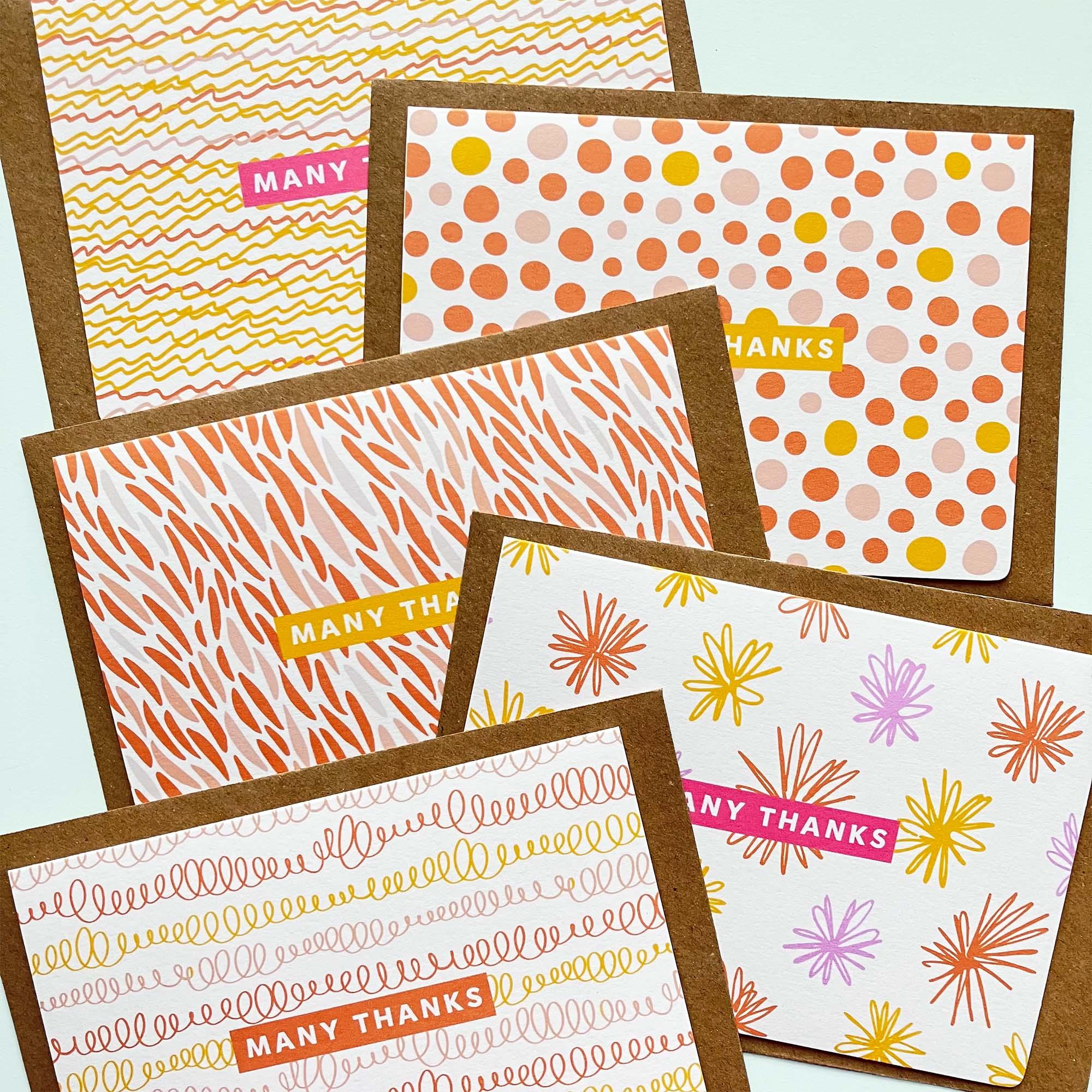 Thank You Cards Bundle of 5 - Pastel Many Thanks