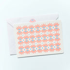 Set of 12 Note Cards And Envelopes - Stamped in Pink