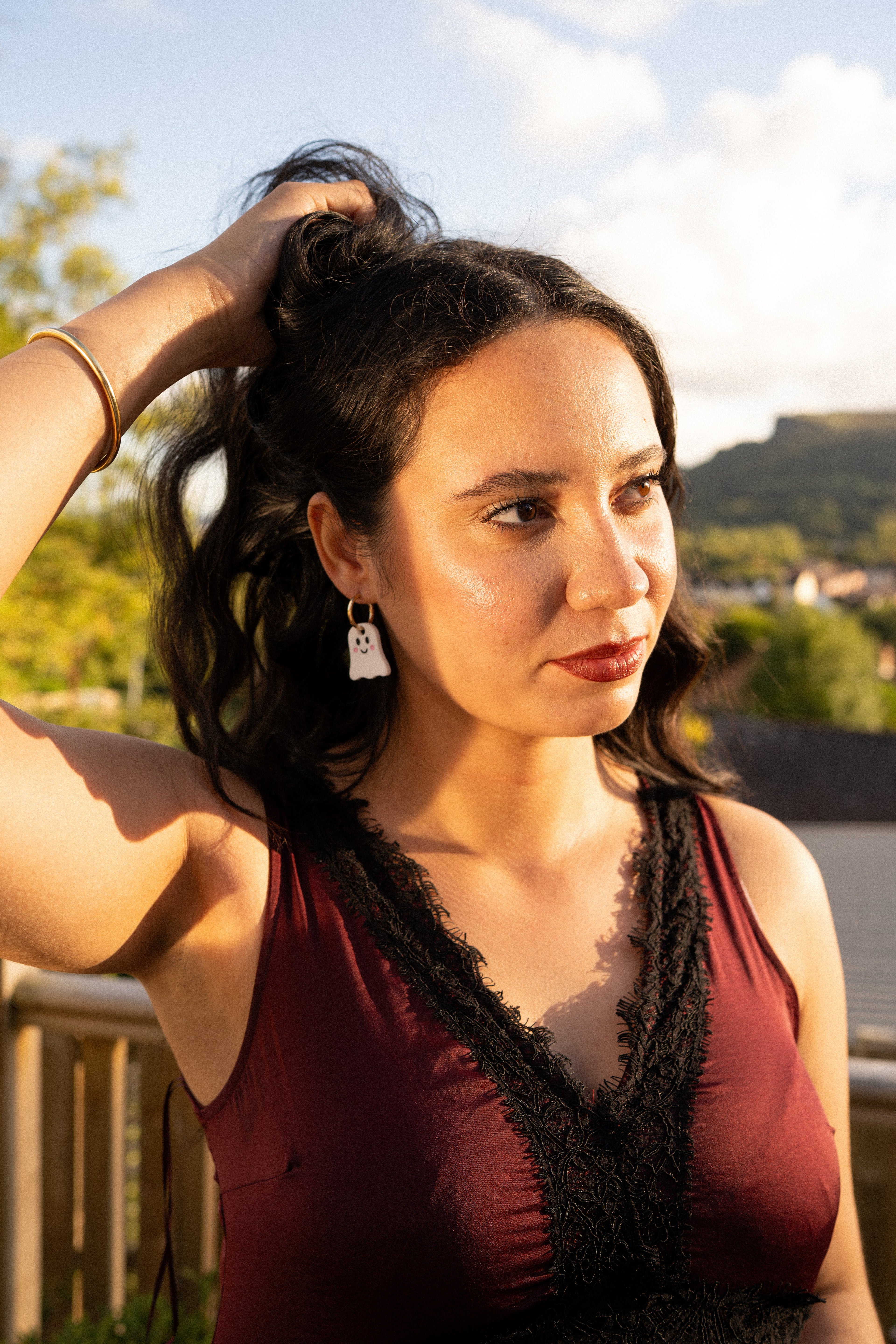 Cute Happy Ghost Hoop Earrings