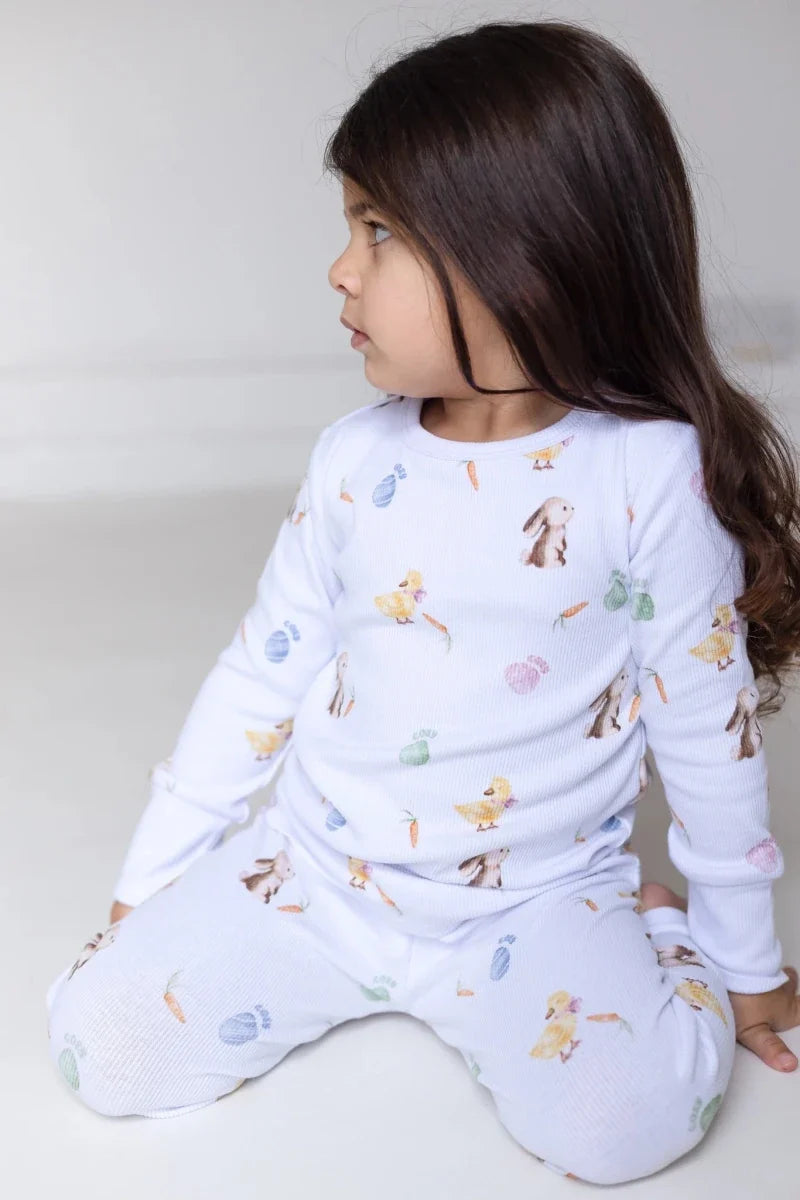 The COZY Hop Ribbed Cotton Two-Piece Set Long Sleeve Pyjamas