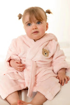 COZY Bear Hooded Dressing Gown Bear Ears - Pink