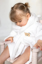COZY Bear Hooded Dressing Gown Bear Ears - White