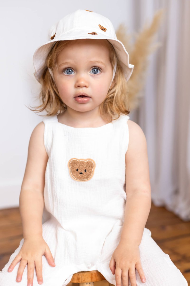 The Bear Set Hat & Romper White