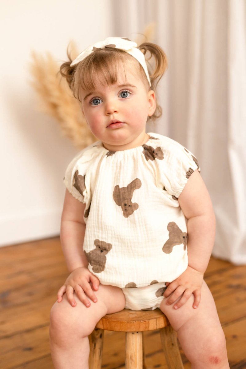 Bear 3 Piece Summer Set (T-Shirt, Shorts & Headband)