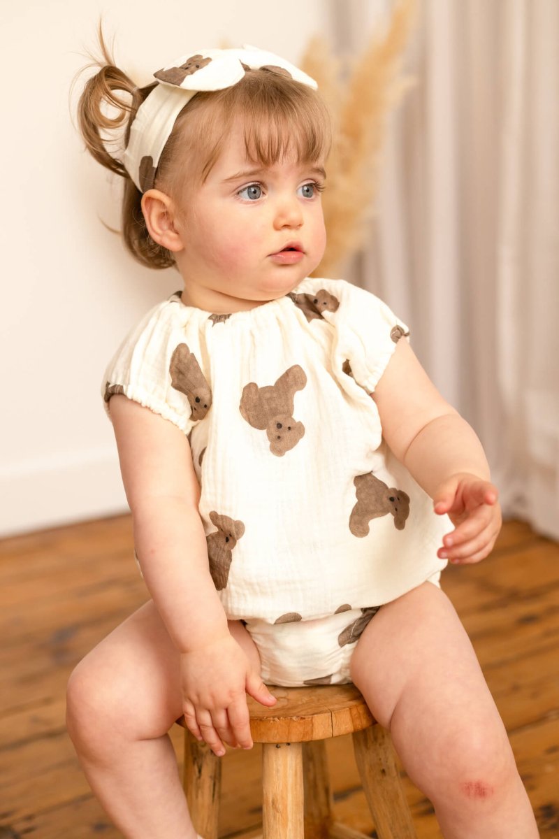 Bear 3 Piece Summer Set (T-Shirt, Shorts & Headband)