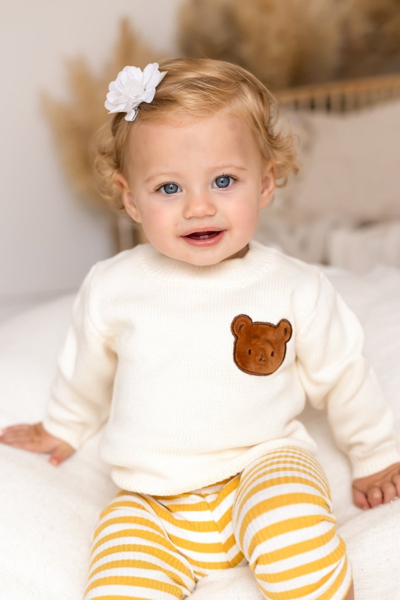 COZY Bear Knit Sweater Creme Jumper