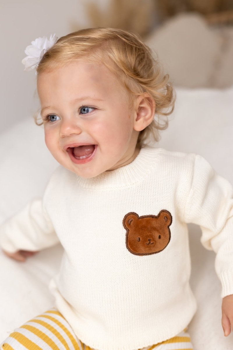 COZY Bear Knit Sweater Creme Jumper