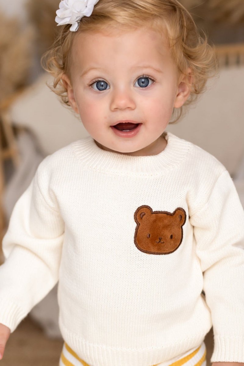 COZY Bear Knit Sweater Creme Jumper
