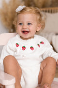 White Stawberry Knit Bodysuit