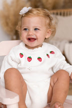 White Stawberry Knit Bodysuit