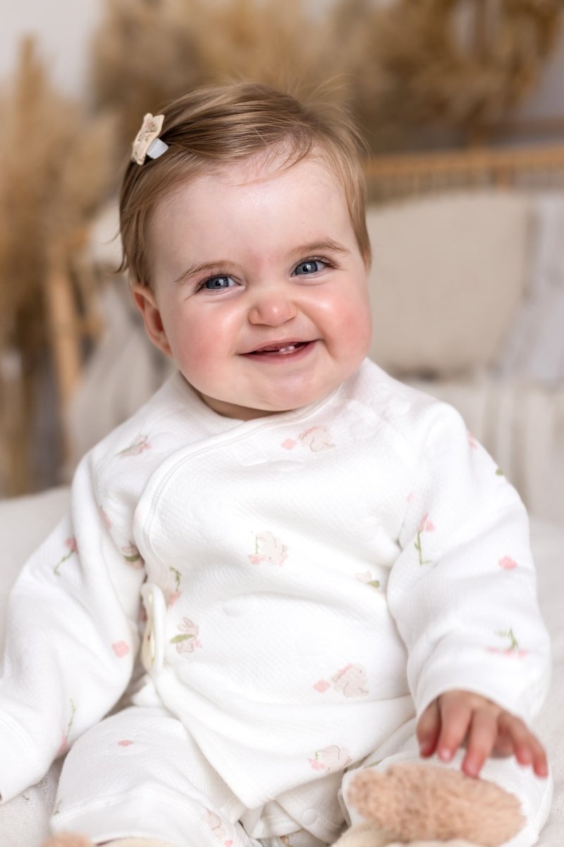 The Snuggle Bun Boucle Wrap Baby Grow Romper