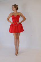 Antoinette Dress in Raspberry Red (Detachable Bows)