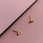 Rice Grain Yellow Gold Stud Earrings