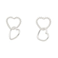 Textured Heart Chain Sterling Silver Stud Earrings