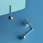Geometric Ball Sterling Silver Stud Drop Earrings