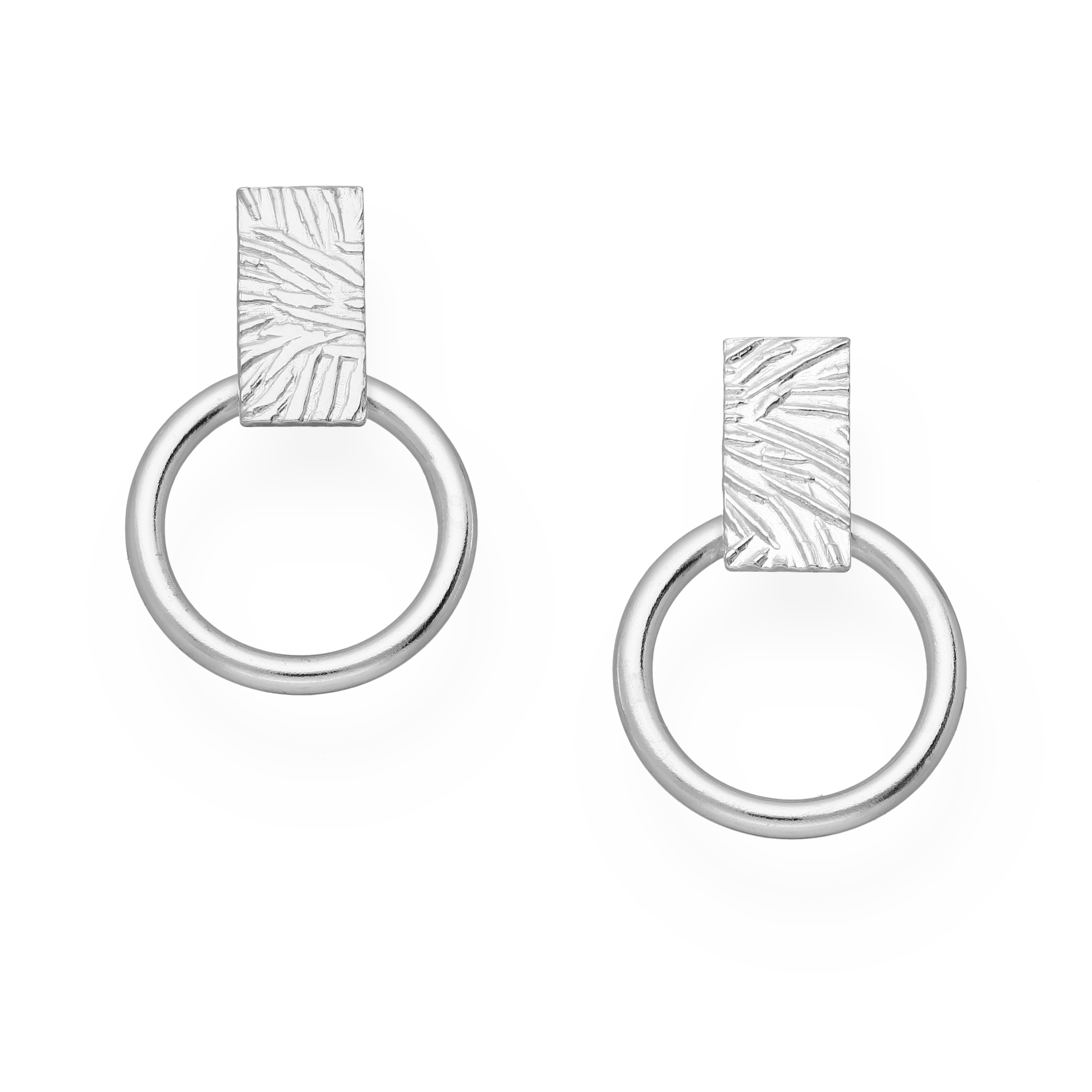 Contrasting Chunky Textured Sterling Silver Stud Earrings