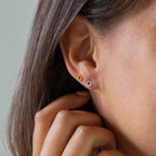 Vintage Small Circle Stacker Sterling Silver Stud Earrings