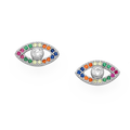 Not So Evil Eye Stirling Silver Rainbow Stud Earrings