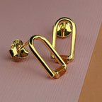 Contemporary Arch Gold Enamel Stud Earrings