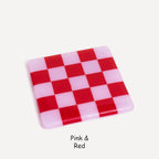 Fused Glass Coaster - Handcrafted Chequered Design from Cornwall by David Perry Glass & Ceramics (10cm-chequered-dual-colour-coaster-oceanside-collection)
