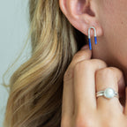 Lapis Lazuli Arch Sterling Silver Stud Earrings