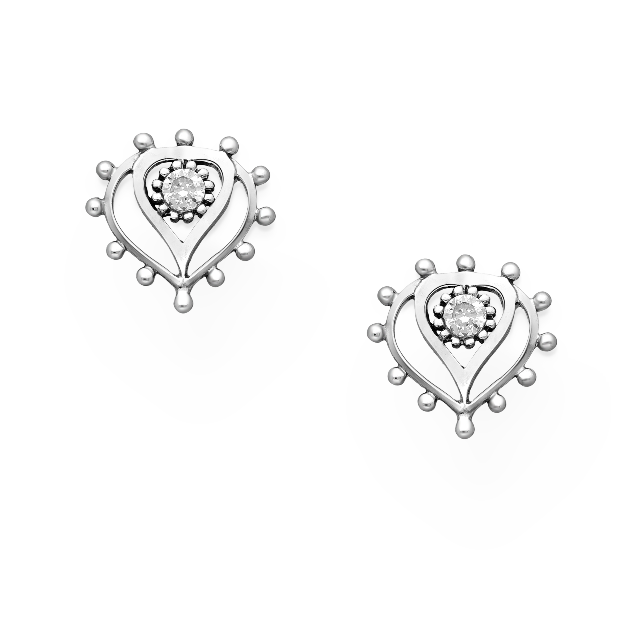 Maximalist Sterling Silver Cubic Zirconia Stud Earrings