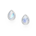 Rainbow Moonstone Droplet Sterling Silver Stud Earrings