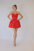Antoinette Dress in Raspberry Red (Detachable Bows)