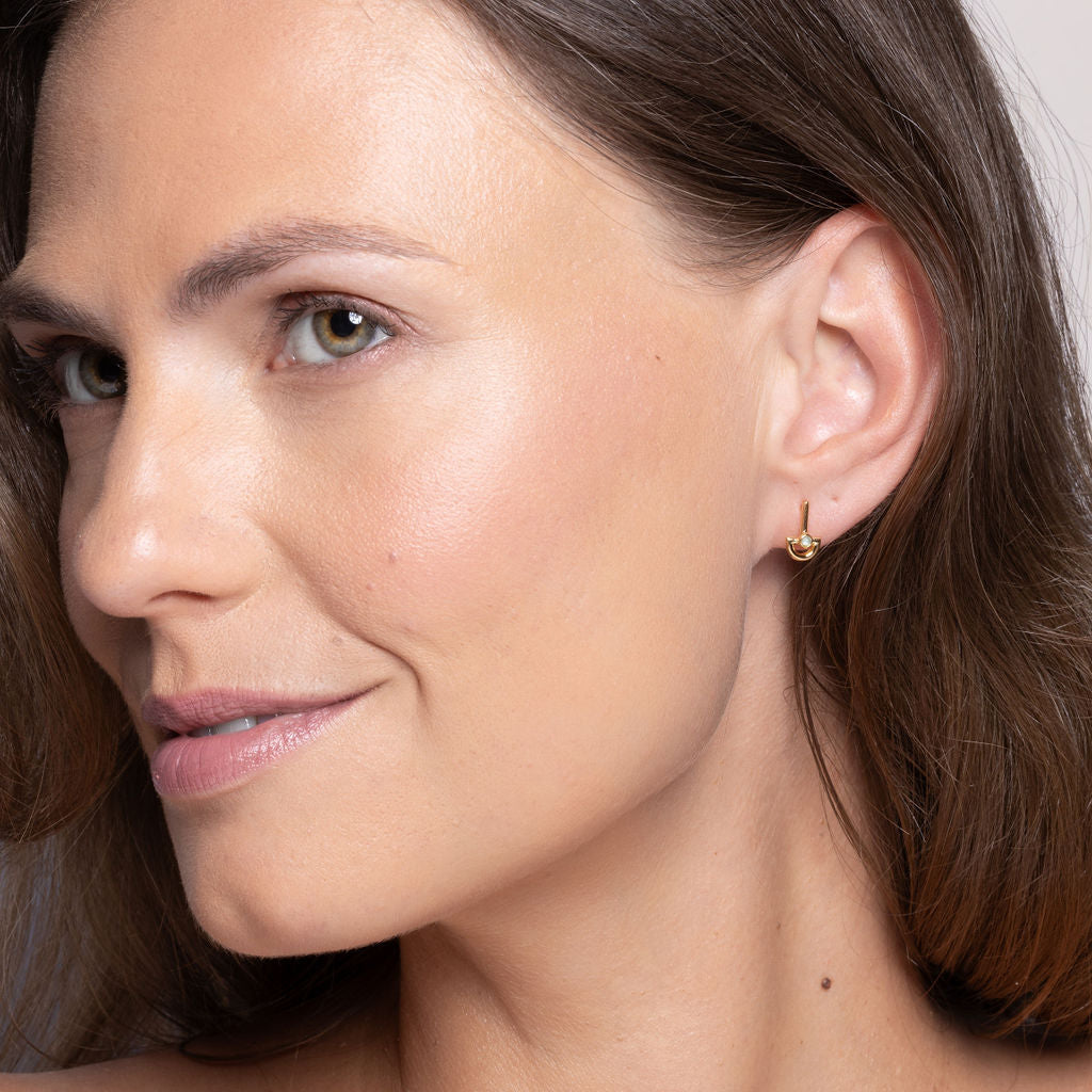Blue Chalcedony Boat Gold Stud Earrings