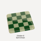 Fused Glass Coaster - Handcrafted Chequered Design from Cornwall by David Perry Glass & Ceramics (10cm-chequered-dual-colour-coaster-oceanside-collection)