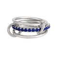 18K Elegant Silver Stacked Rings with Blue Stones