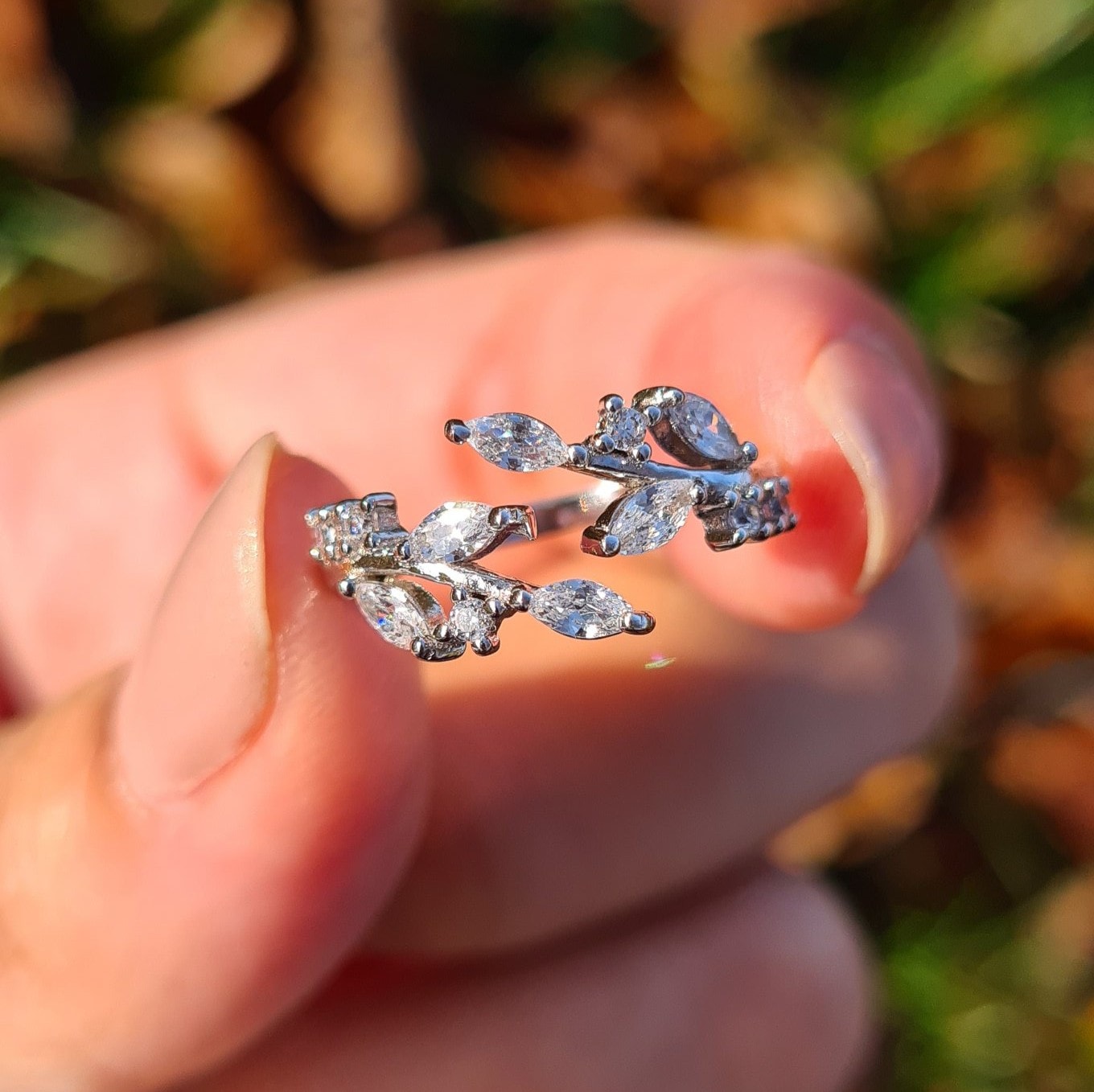 Adjustable Leaf Ring in Sterling Silver