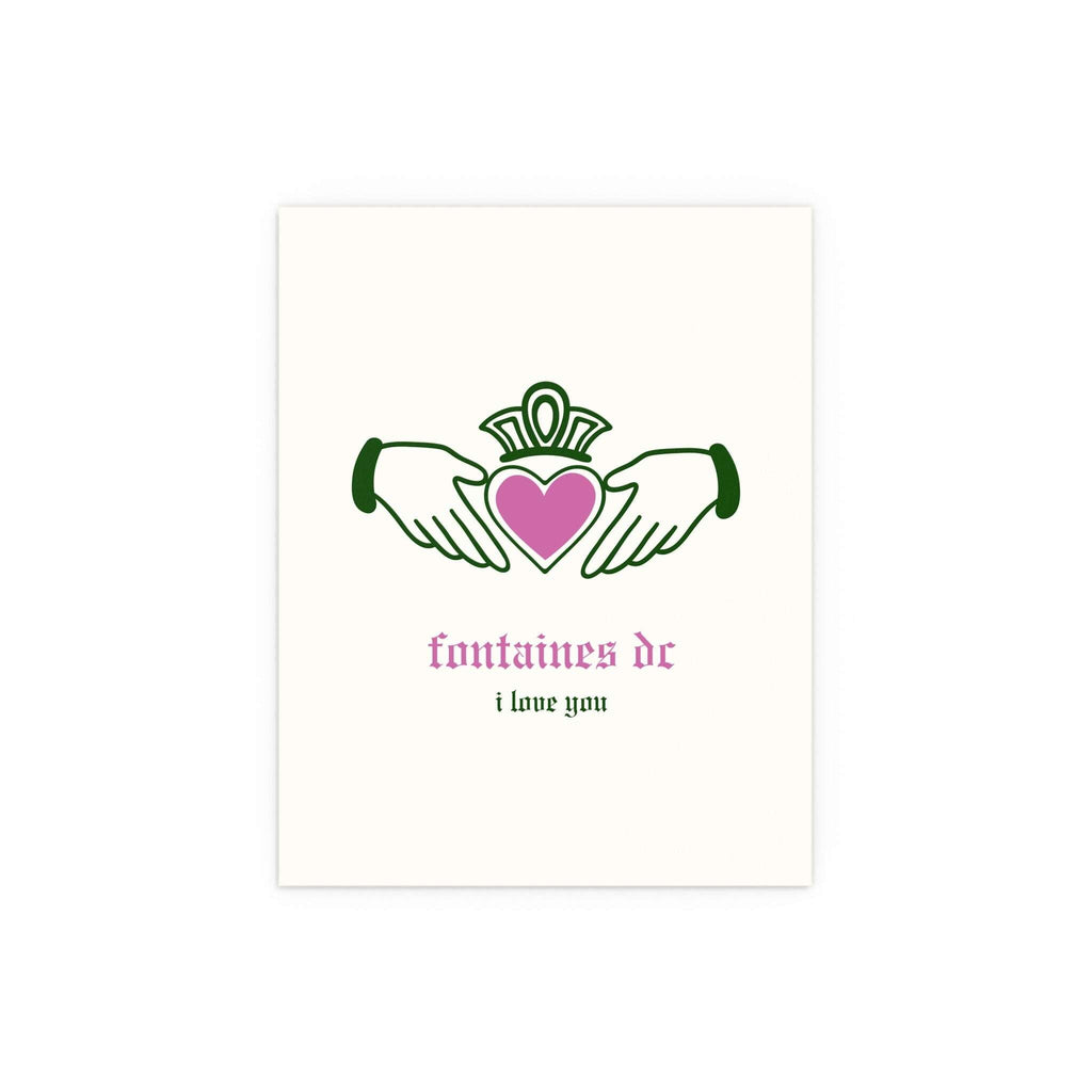 Fontaines DC - I Love You - Irish Claddagh (Off-white + Green + Pink)